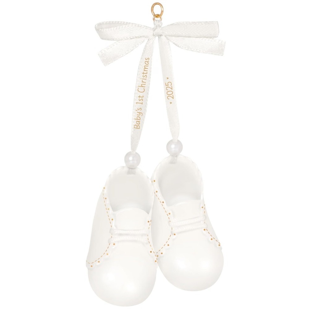 Hallmark Keepsake 2025 Baby's 1st Christmas Ornament Porcelain Booties White